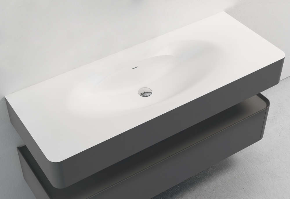 Тумба под раковину Vincea Caprise 1200 подвесная, 1 выкатной ящик soft close, серый матовый