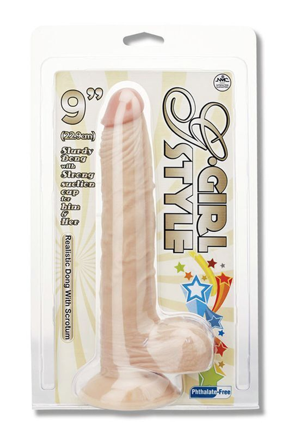Телесный фаллоимитатор G-GIRL STYLE 9INCH DONG WITH SUCTION CAP - 22,8 см. (Цвет: телесный)