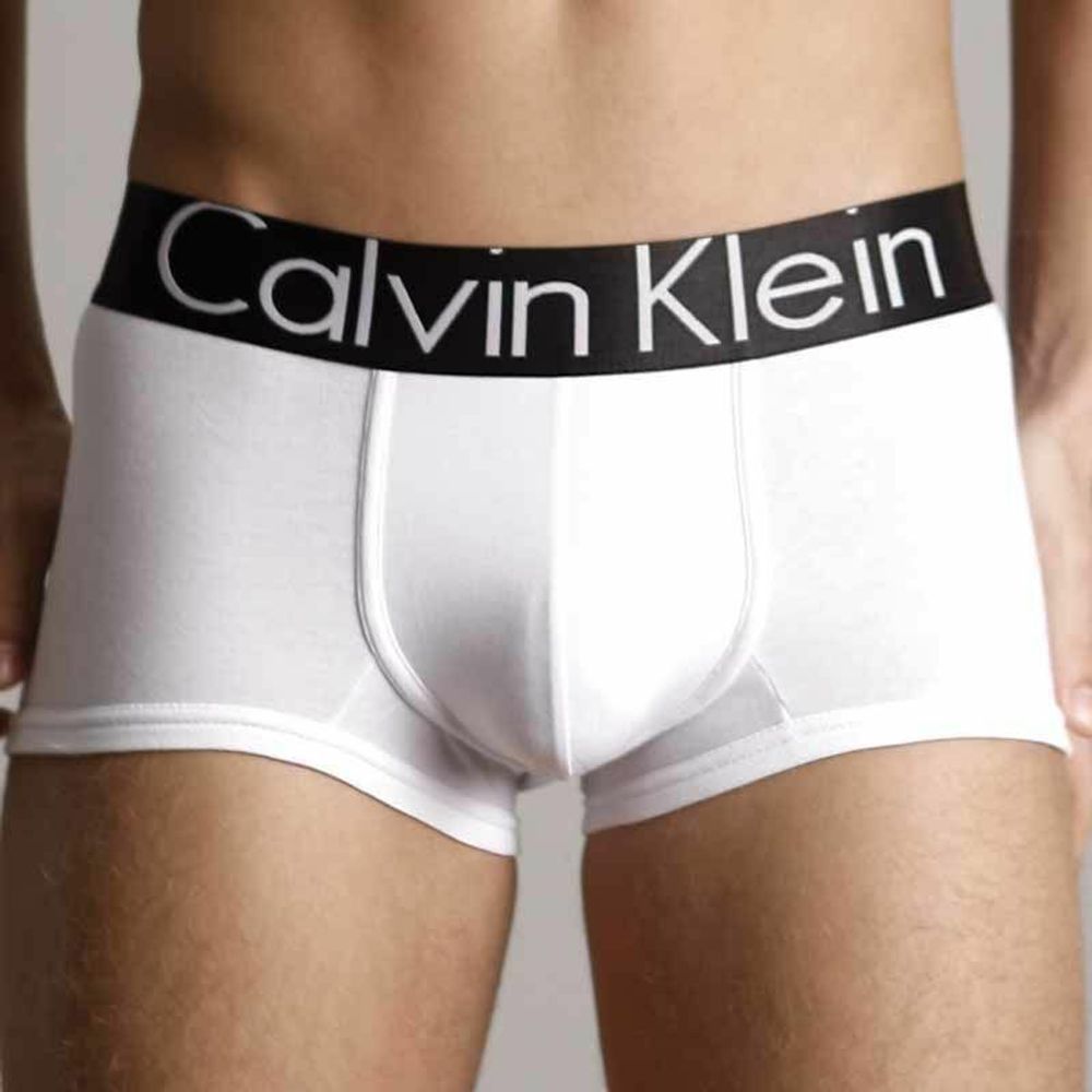 Мужские трусы хипсы белые с черной резинкой Calvin Klein Black Waistband White