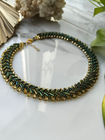 Колье из бисера "Змейка" ручной работы, цвет - Бронза тёмная