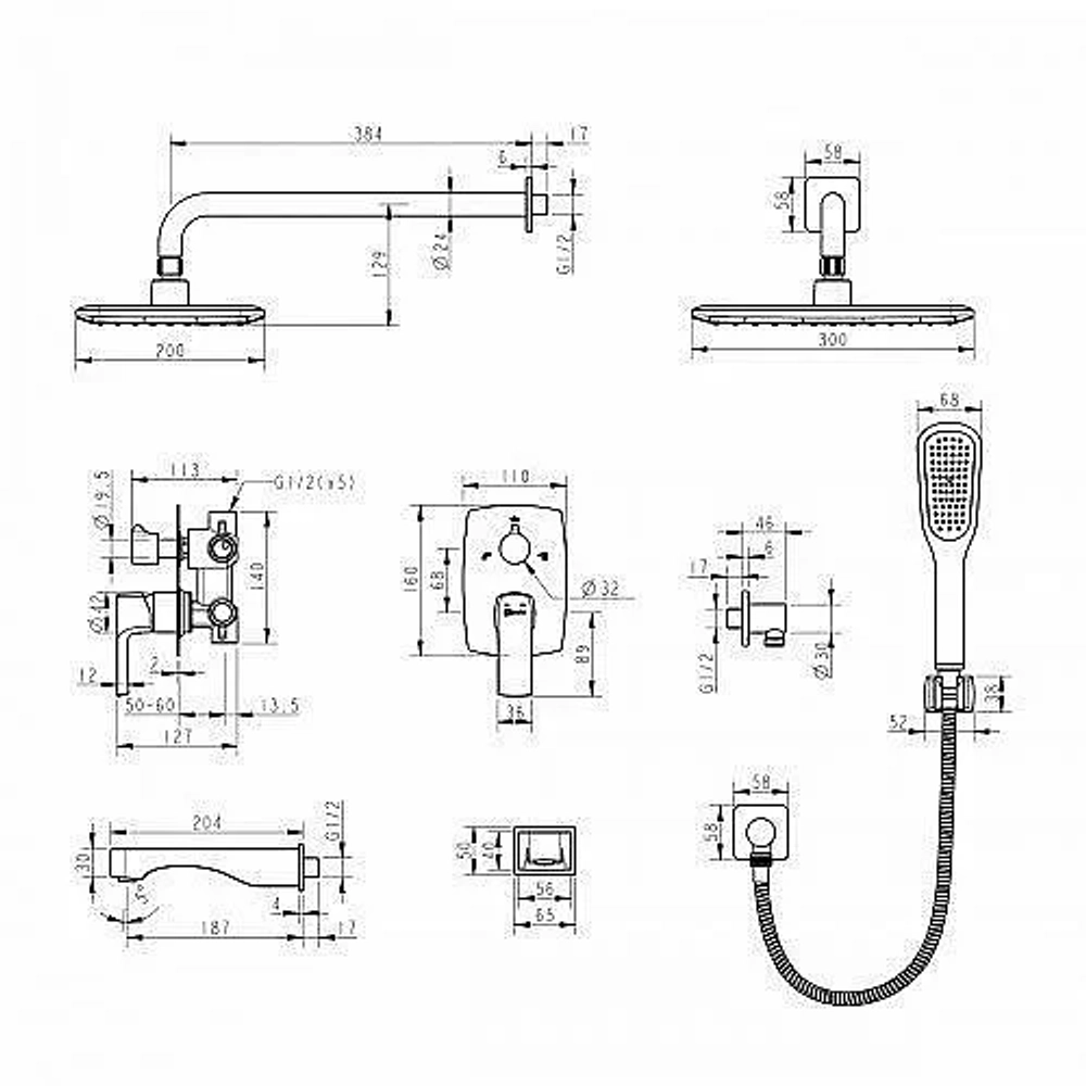 Душевая система Lemark Ursus LM7222BL Черный