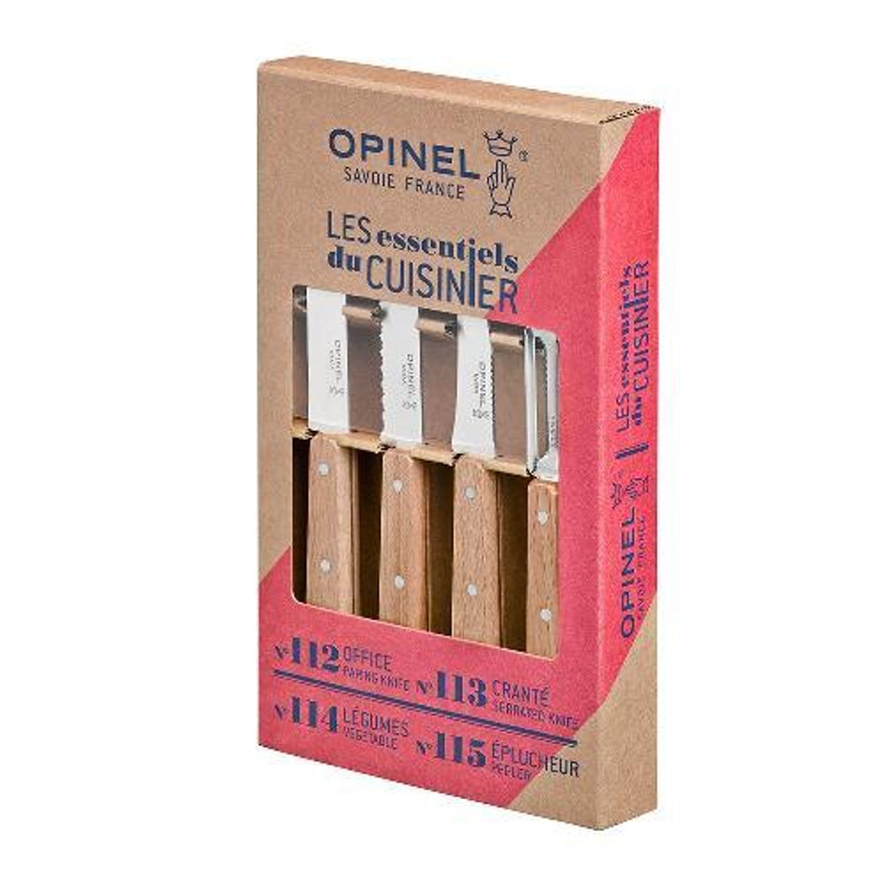 Набор ножей Opinel &quot;Les Essentiels&quot;, нержавеющая сталь, рукоять бук( 4 шт./уп.), 001300