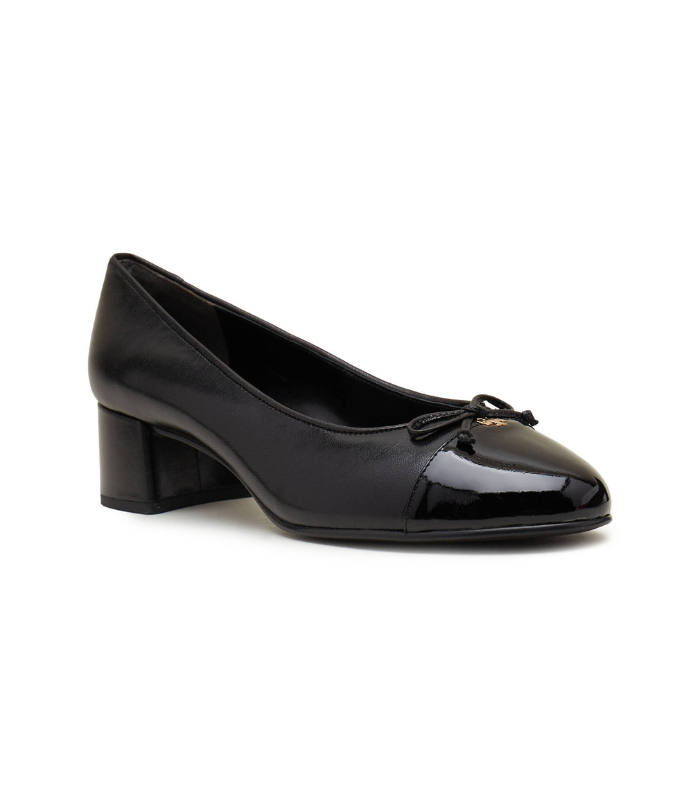 Кожаные туфли на каблуке cap-toe pump TORY BURCH - черный(154517)