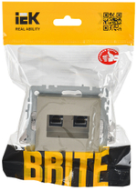 BRITE Розетка компьютерная двойная RJ45 кат.6 РК11-2-БрШ шампань IEK