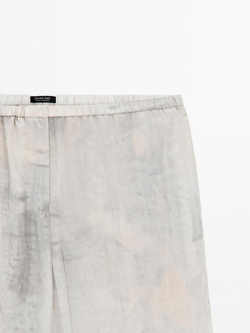 Massimo Dutti Струящиеся брюки прямого кроя с принтом, серо-синий