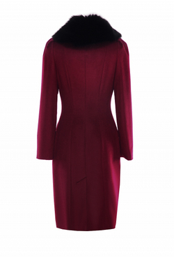 Пальто со съемным меховым воротником марсаль LE-22-17FW