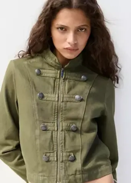 MANGO Приталенный жакет с воротником-стойкой, хаки