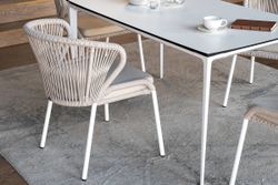 "Малага" обеденная группа на 4 персоны со стульями "Милан", каркас белый, роуп бежевый