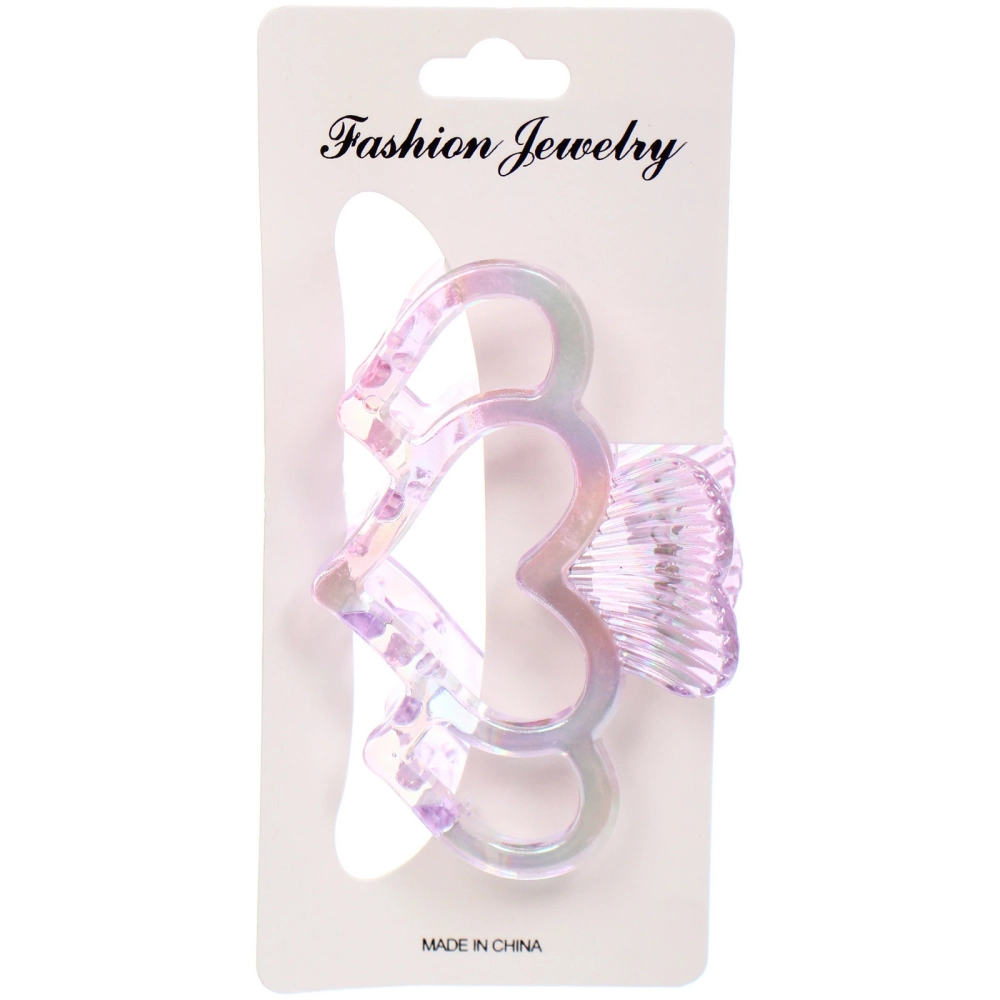 Заколка-краб для волос «Мон Пион», сердечки, микс 6 цветов, 9,5см (Блистер)