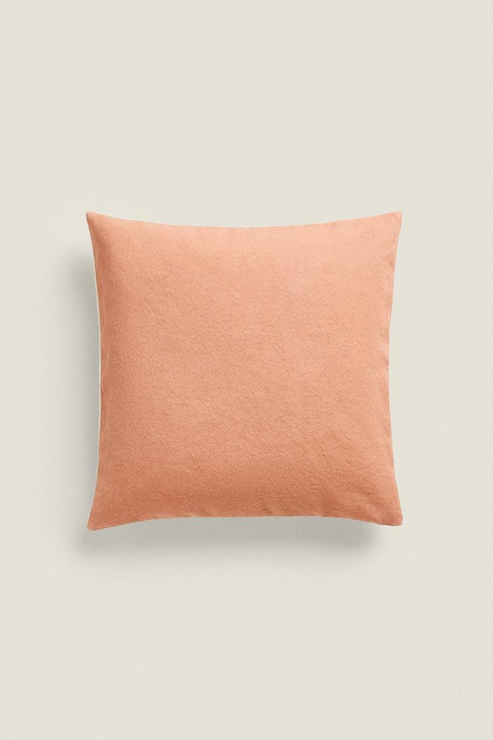 ZARA HOME ХЛОПКОВЫЙ ЧЕХОЛ ДЛЯ ДЕКОРАТИВНОЙ ПОДУШКИ, РОЗОВЫЙ