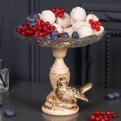 Фруктовница-конфетница Терра Сонг со стеклянной чашей Айвори