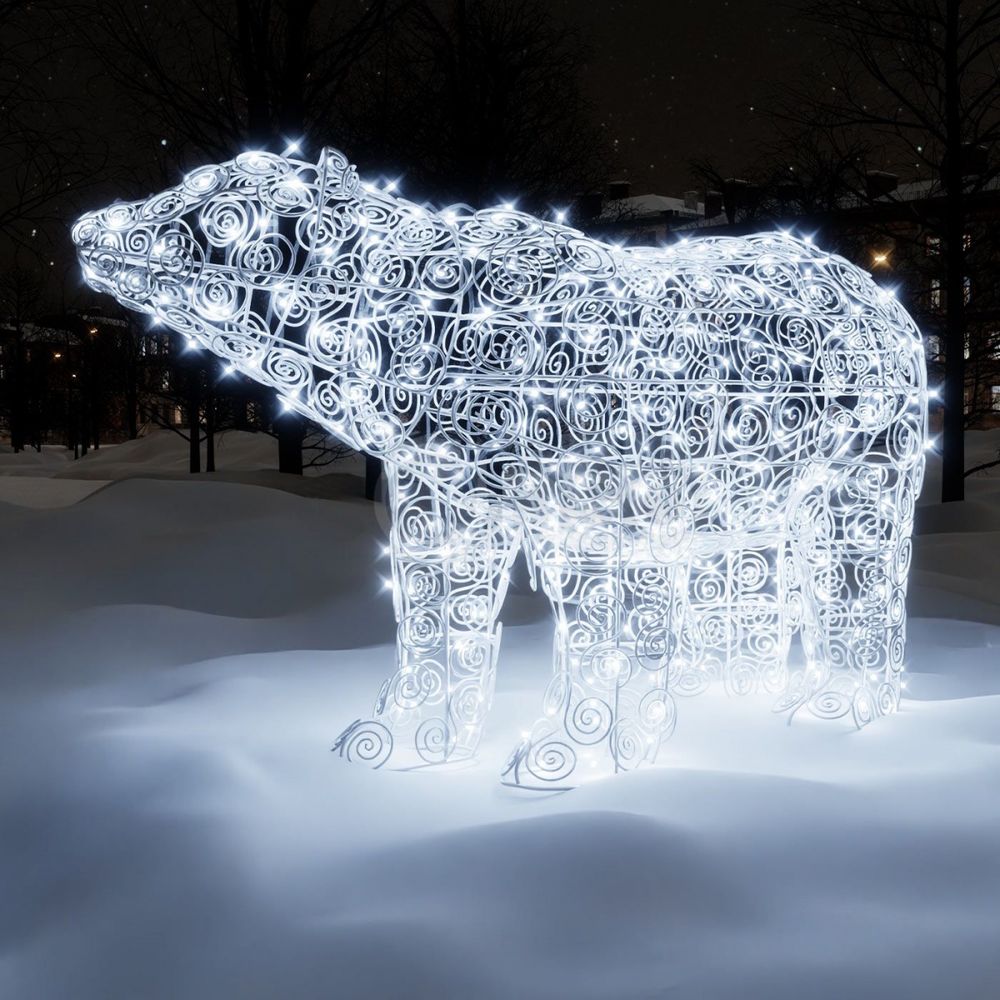 уличный светодиодный ажурный медведь