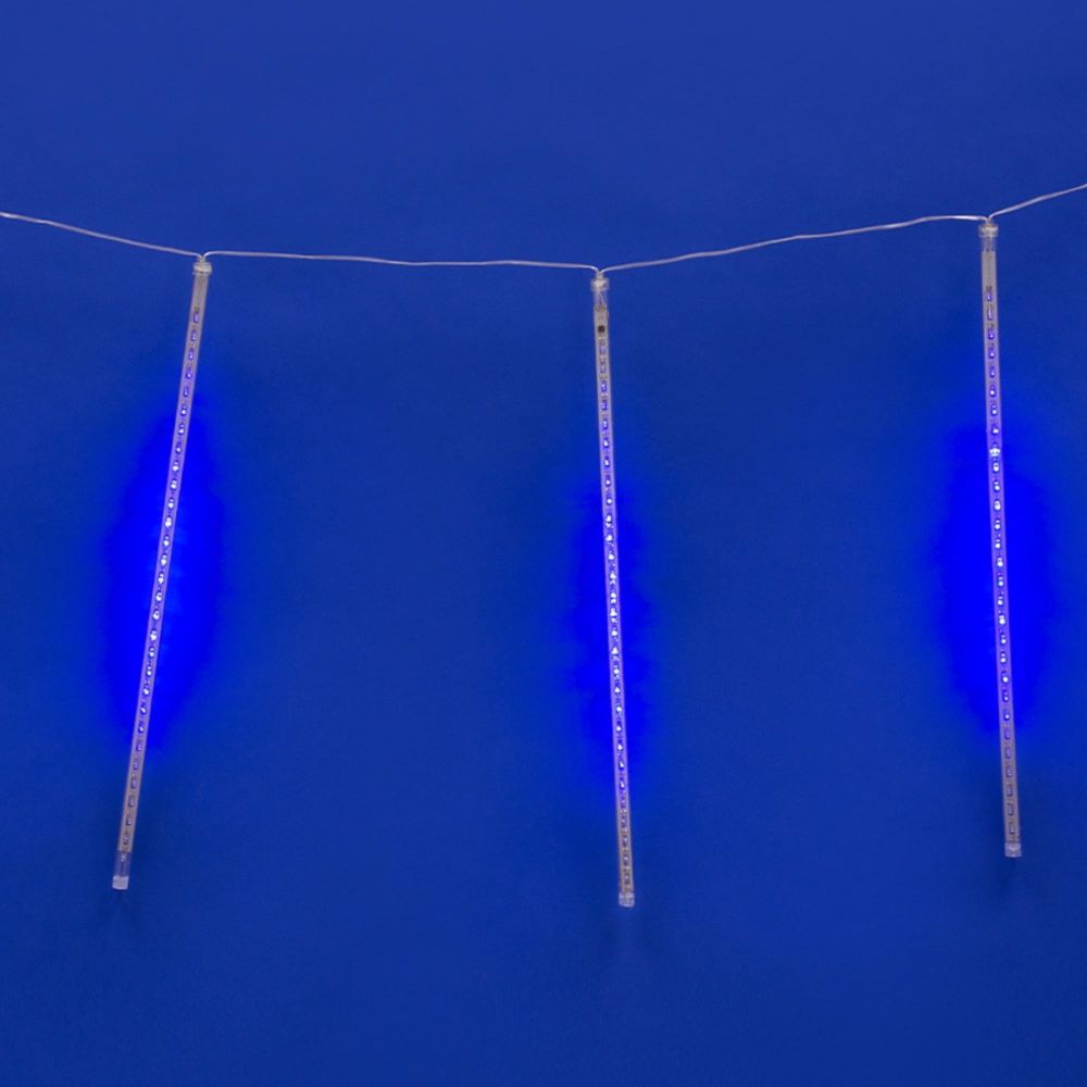 ULD-E2405-240-DTK BLUE IP44 METEOR Занавес светодиодный фигурный Падающие звезды. соединяемый. 2х0.5м. 8 подвесов. Синий свет. Провод прозрачный. TM Uniel.