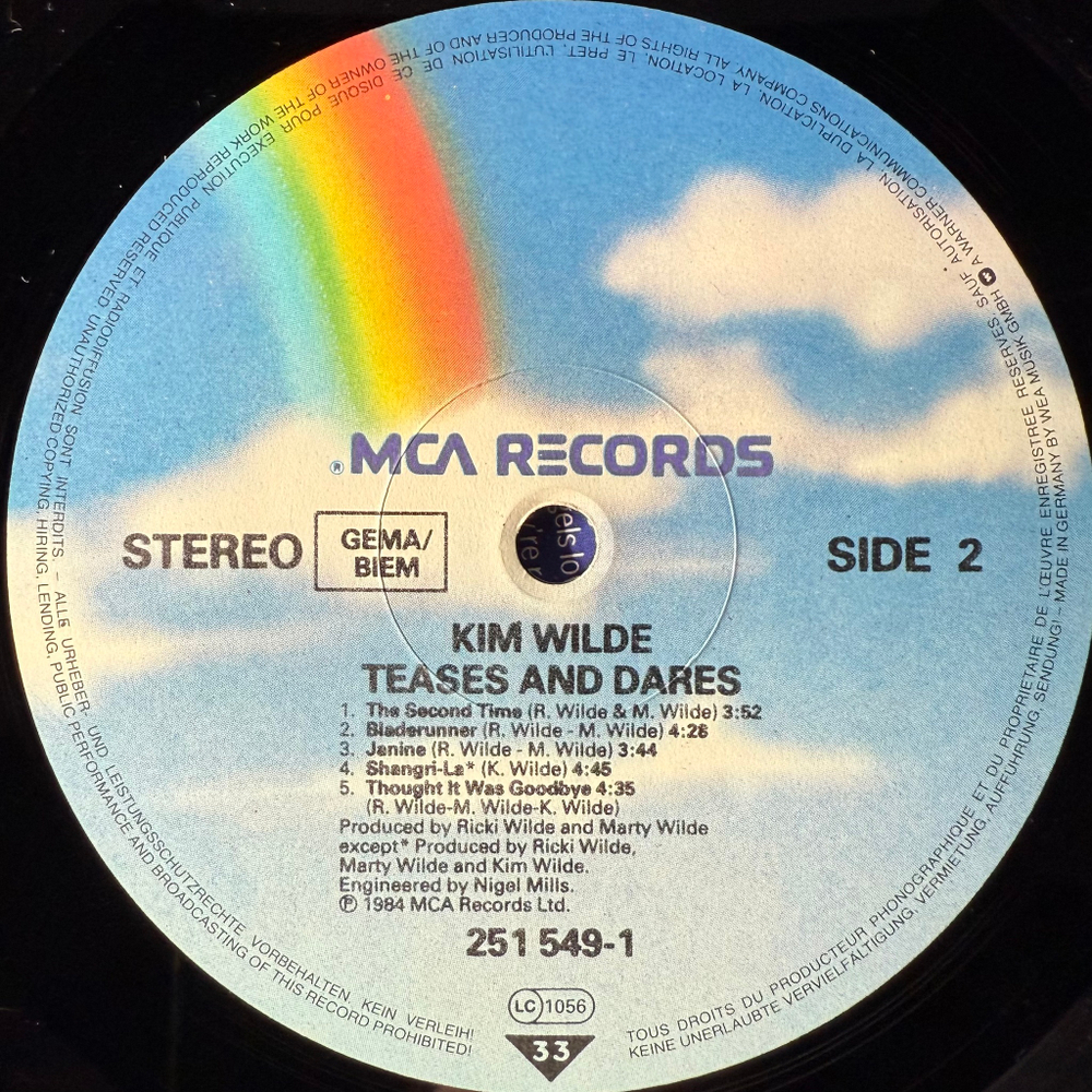 Kim Wilde ‎– Teases & Dares (Германия 1984г.)