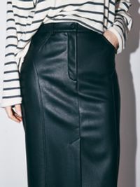 Юбка миди из эко-кожи "Уголь" женская