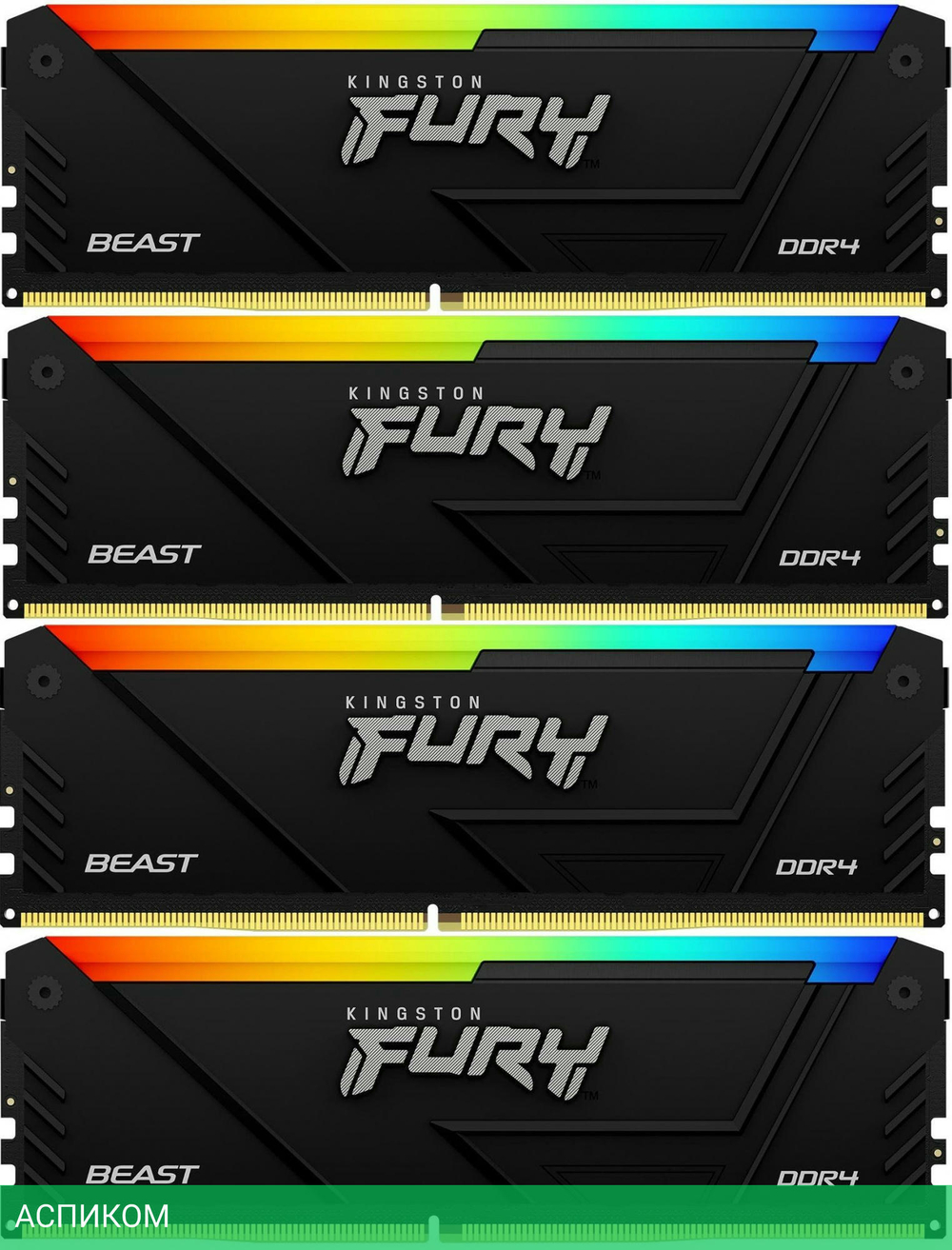 Оперативная память Kingston Fury Beast Black DDR4 4x32GB RGB RTL Gaming ( KF436C18BB2AK4/128)