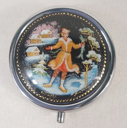 Сувенирный контейнер для хранения мелочей с ручной росписью Палех "По-щучьему веленью"