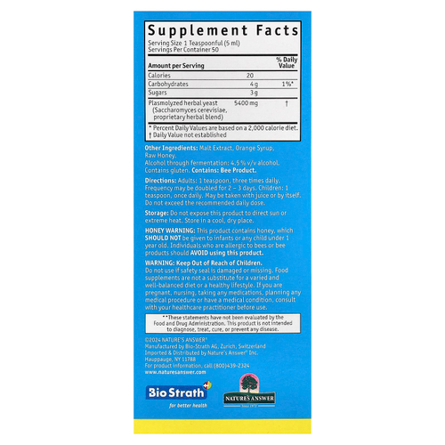Bio-Strath, Оригинальный, постбиотик из ферментированных травяных дрожжей, 250 мл (8,4 унции)
