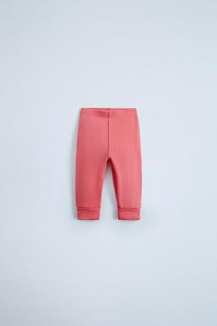 ZARA НАБОР ИЗ ДВУХ ЛЕГИНСОВ В ТОНКИЙ РУБЧИК, РОЗОВАТЫЙ
