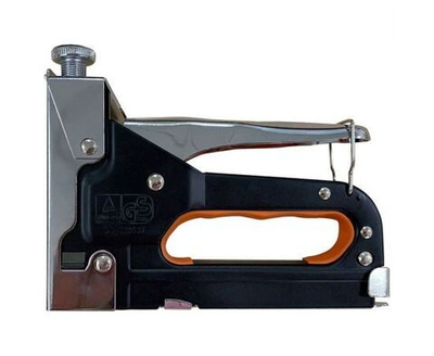 Степлер строительный NAGAN тип 53, скобы 4-14 мм металлический, регулировка удара, двухкомпонентная рукоятка