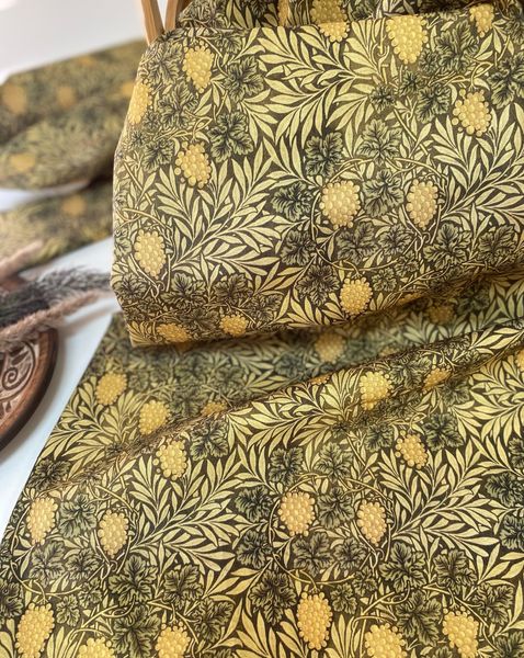 ВИНОГРАД  У. МОРРИС, ОЛИВКОВЫЙ ФОН 100% хлопок Handmade Fabrics 2