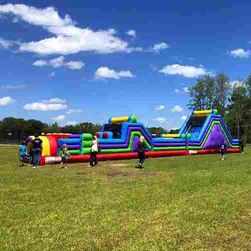 Надувная полоса препятствий для бизнеса «Радужный Драйв», 24×3×4 м