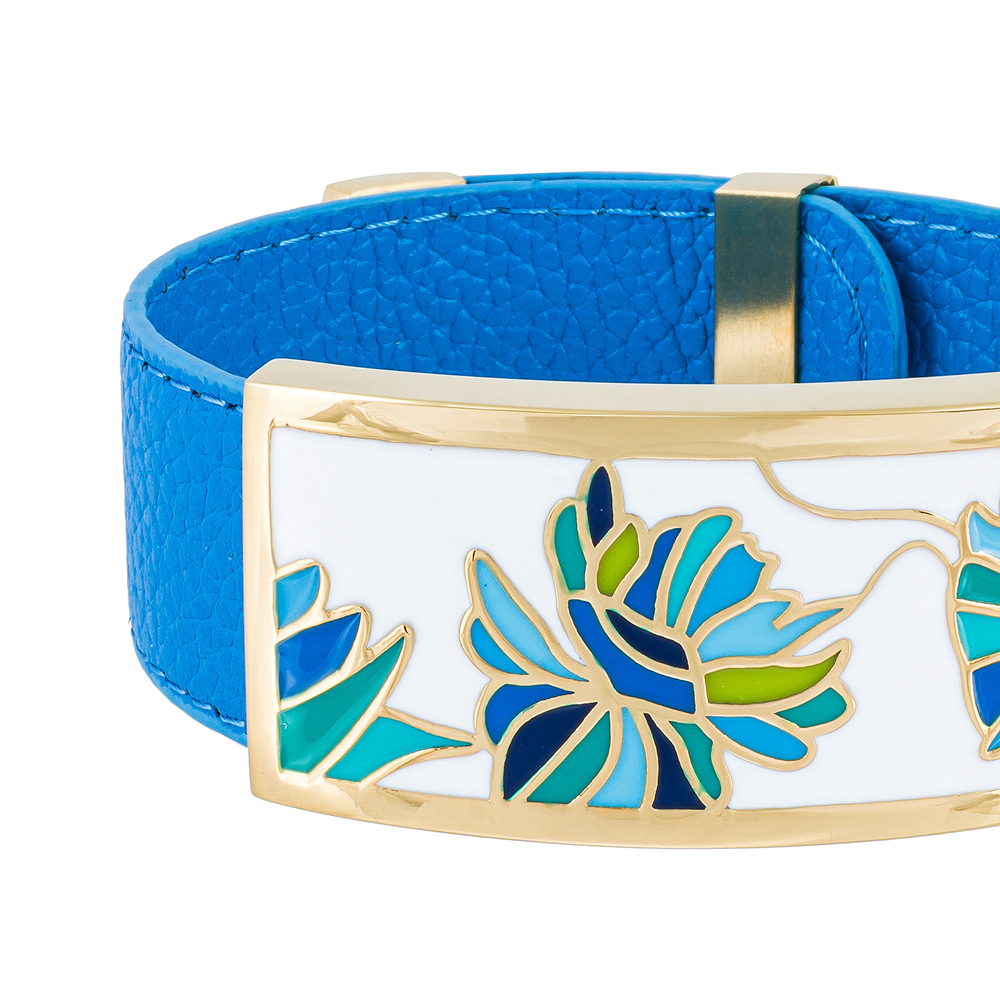 Браслет Fiore Luna на синем кожаном ремешке CB13599-5