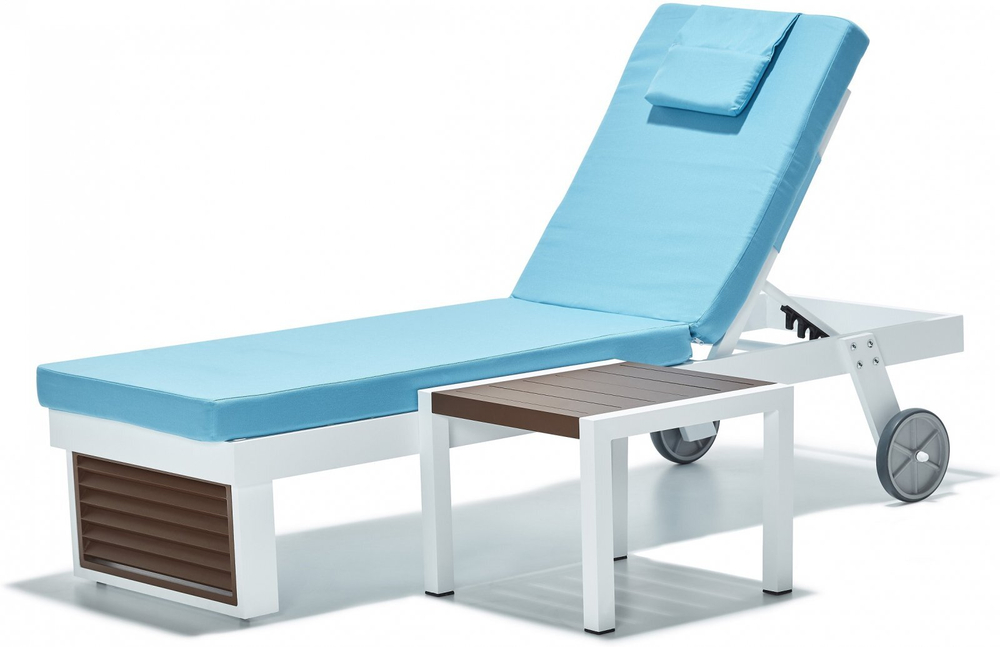 Шезлонг-лежак металлический с матрасом Tagliamento Alezia, алюминий, ироко, олефин