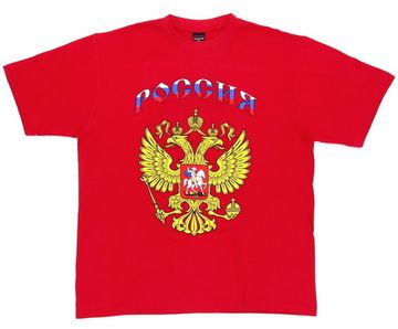 Футболка Россия с гербом красная