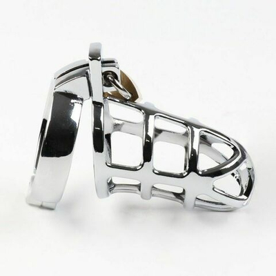 Серебристый мужской пояс верности «Клетка целомудрия № 2» (Цвет: серебристый)