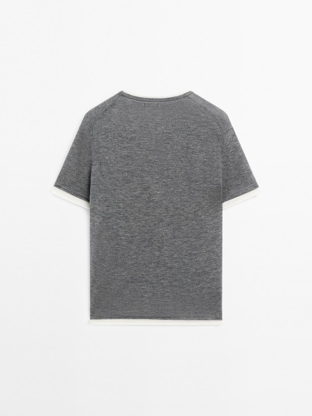 Massimo Dutti Трикотажная футболка с двухслойным эффектом, серый