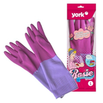 Перчатки резиновые с удлинённой манжетой 38см (L) ароматизированные Роза YORK