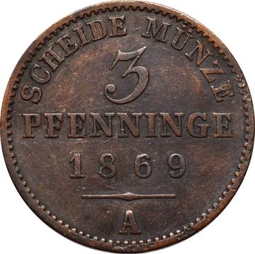 3 пфеннига 1869 Германия (Пруссия) "A"