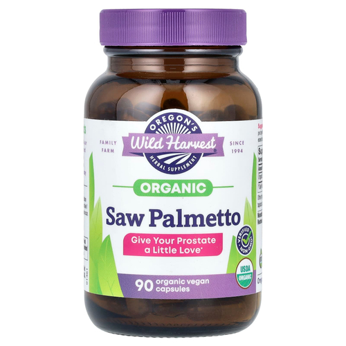Oregon's Wild Harvest, Organic Saw Palmetto, 90 органических веганских капсул (585 мг на капсулу)