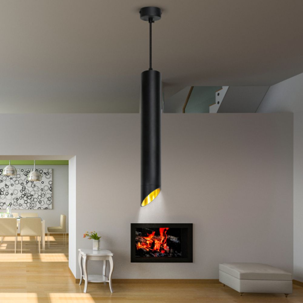 Светильник подвесной (подвес) ЭРА PL 17 BK MR16/GU10, черный, потолочный, цилиндр | Подвесные светильники