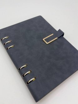 Блокнот органайзер А5 на кольцах 96 л. на магните в линейку синий джинс(5919-6)