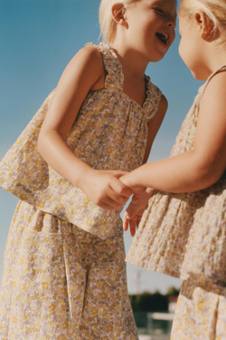 ZARA БРЮКИ-КЮЛОТЫ С ЦВЕТОЧНЫМ ПРИНТОМ — TIMELESZ, АБРИКОСОВЫЙ