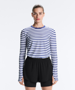 Oysho Полосатый лонгслив из высокотехнологичной ткани, синий электрик