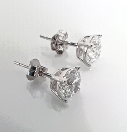 Серьги пусеты "Эстерелла", серебро 925, родированные, с фианитом/Ф