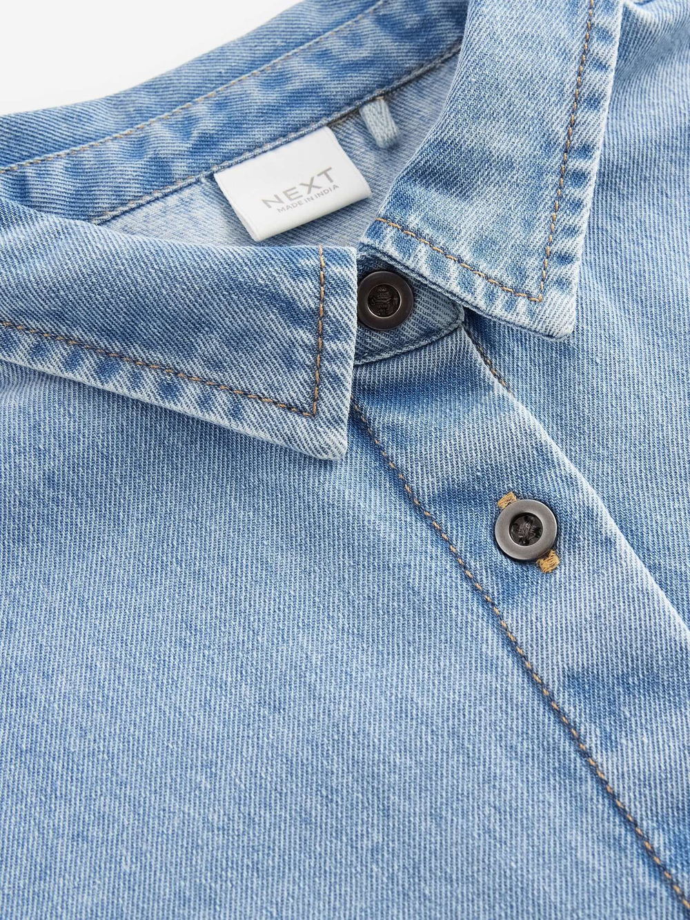 Рубашка джинсовая и легинсы-клеш в комплекте для девочки Next B21-979, Синий, Коричневый, Черный