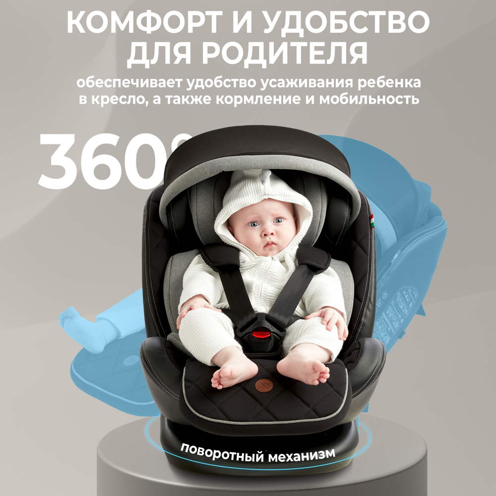 Автокресло поворотное (0-36) Sweet Baby Suburban 360 Isofix Gray