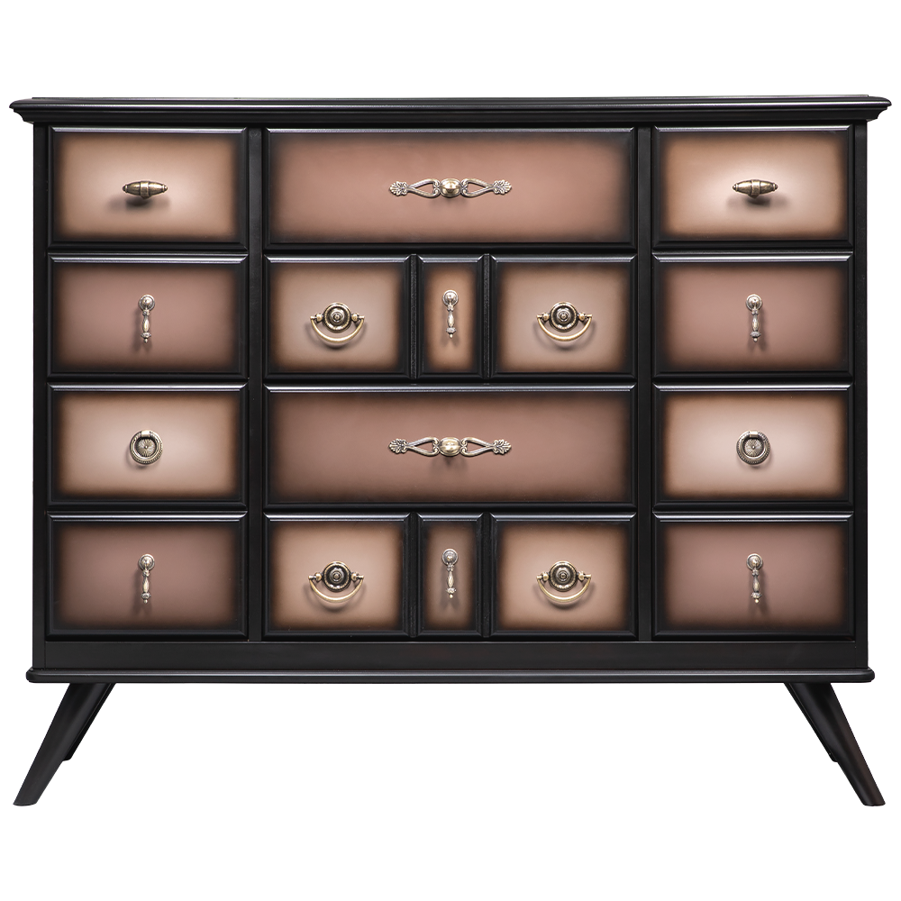 Комод Пандора - 2 с 4 ящиками и 2 полками Орех Оберджин Шоколад