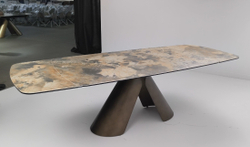 Стол CALDERON 180 TL-137  матовый, испанская керамика / брашированный каркас, цвет медный, ®DISAUR