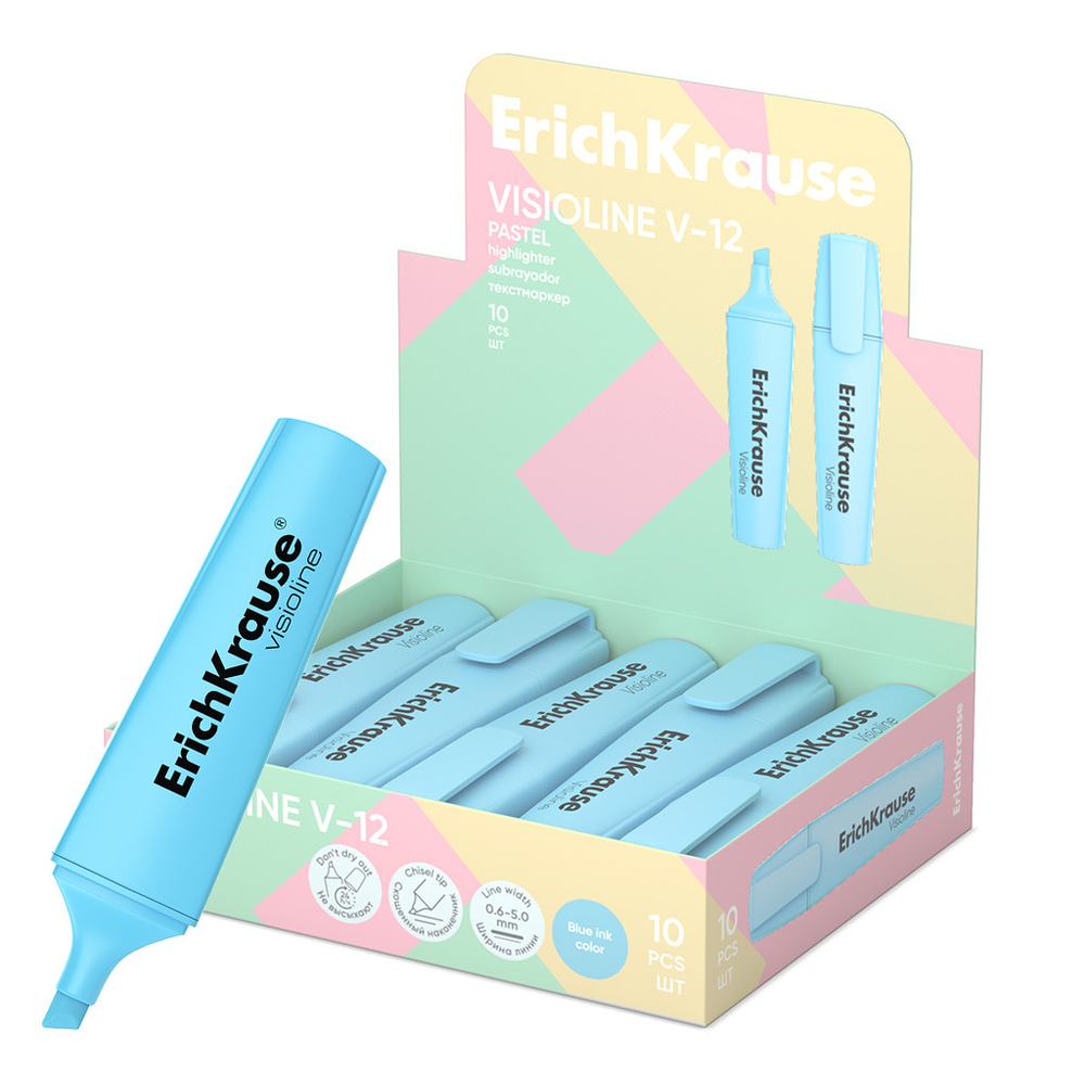 Текстовыделитель EK Visioline V-12 Pastel, 0,6 - 5,0мм, голубой