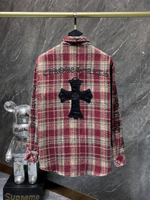 Красная рубашка в белую клетку Chrome Hearts