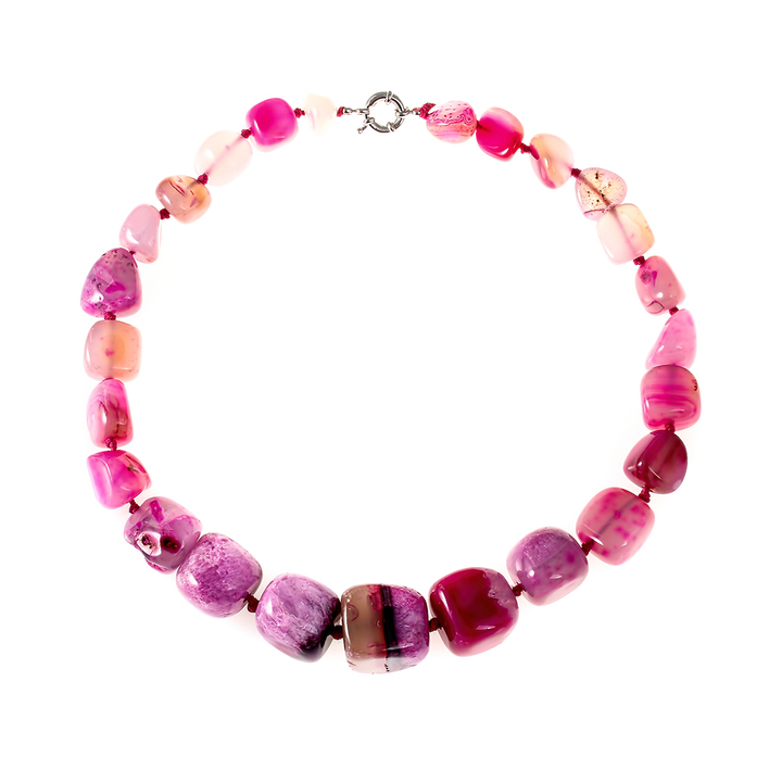 Бусы Агат, цвет розовый, 48 см