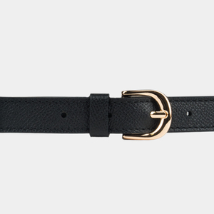 Ремень женский 20 мм из кожи сафьяно, черного цвета