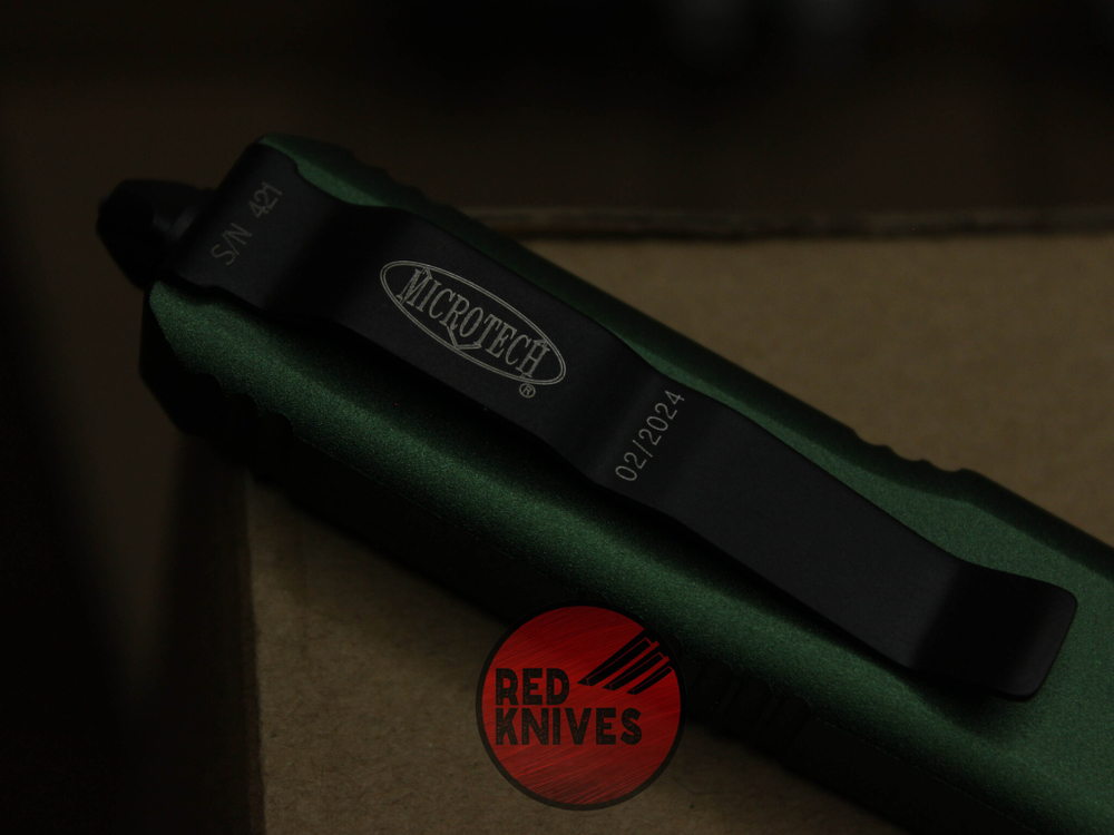 Нож Microtech UTX-85 A+++ S/E Standard - зеленая рукоять, стандартный черный клинок