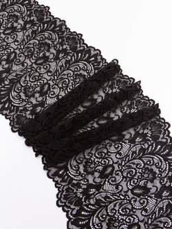 Эластичное кружево черное ширина 20 см