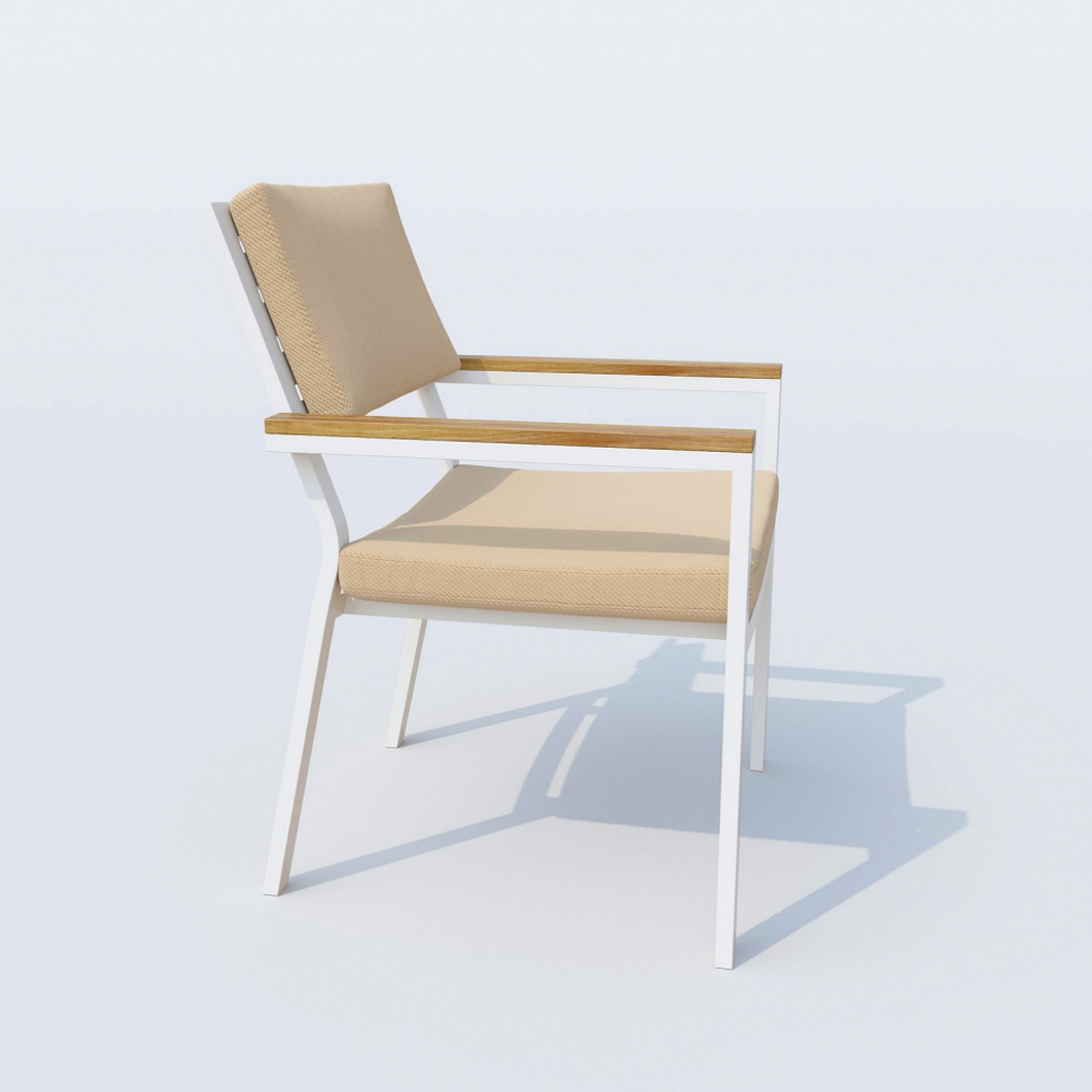 Обеденная группа Ideal Patio ТЕЛЛА  БОНТА каркас белый, стол тик 180, ткань бежевая